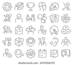 Soft skills line icons collection. Thin outline icons pack. Vector illustration eps10