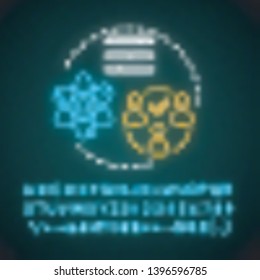 Soft skills neon light concept icon. Teamwork idea, personal growth. Leadership, professional relationship. Glowing sign with alphabet, numbers, symbols. Human resources vector isolated illustration