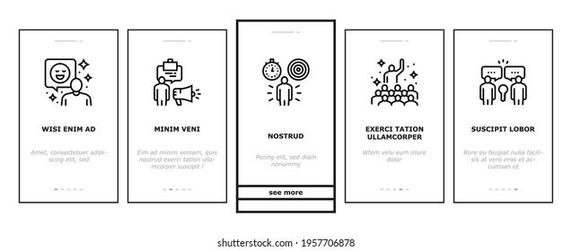 Soft Skills People Onboarding Mobile App Page Screen Vector. Creativity And Decision Making, Understanding Body Language And Learning, Soft Skills Illustrations