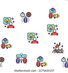 Soft Skills People Vector Seamless Pattern Thin Line Illustration