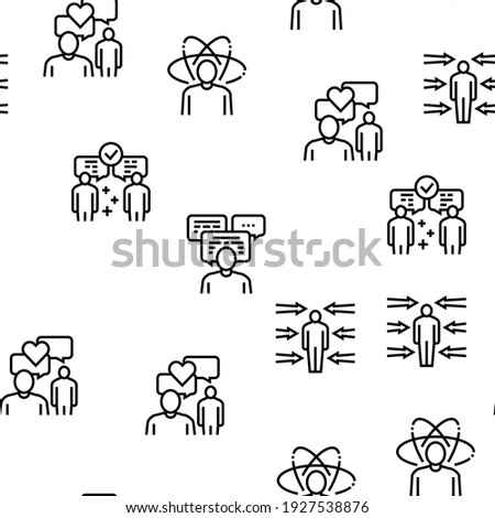 Soft Skills People Vector Seamless Pattern Thin Line Illustration