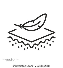 soft skin icon, top layer of skin and feather, skincare sensitive, thin line symbol on white background - editable stroke vector illustration eps 10