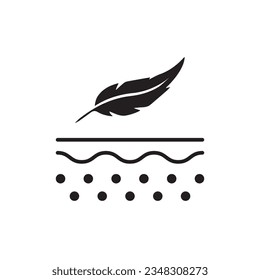 Icono de silueta de piel suave. Cosmético para piel sensible, pictograma de plumas livianas. Dermatología Beauty Skincare Product Icon. Ilustración de vectores aislados.