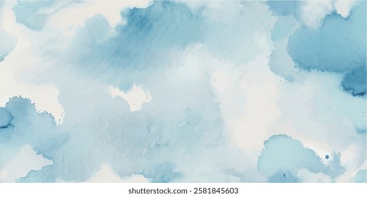 Soft Sky Blue Watercolor Wash, Gently Blended into Subtle Textured Canvas, Handcrafted with Aquarelle Brush Strokes on Wet White Paper for an Elegant, Soothing Background Effect.
