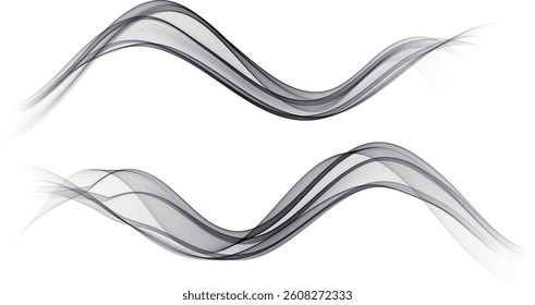 Soft Smoke Gradient Transparent Wave Background. Colorful Flowing Wavy Lines isolated on white background.