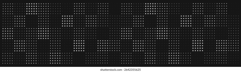 Soft and smooth abstract halftone gradient dots technology. Black and white halftone gradient background. Futuristic pattern of dots collected in squares. Black and white effects in vector.