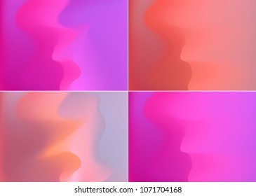 Soft and smooth lines minimalist concept pink purple color tone backgrounds set.