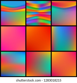 Soft and smooth wavy lines minimalist concept gradient mesh backgrounds set.