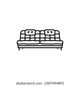 Icono de línea negra del sofá suave. Pictograma para página web, aplicación móvil, promoción.
