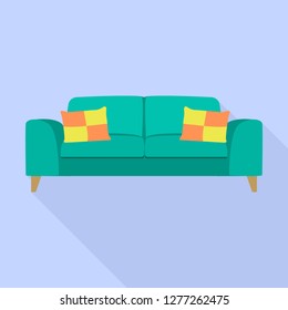 Soft sofa icon. Flat illustration of soft sofa vector icon for web design
