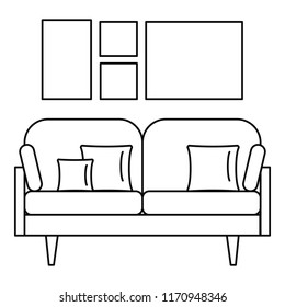 Soft sofa icon. Outline illustration of soft sofa vector icon for web design isolated on white background