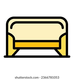 Soft sofa icon outline vector. Wood production. Plant worker color flat