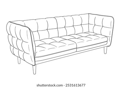 Soft sofa isolated on white background. Furniture item for home, hotel and office.