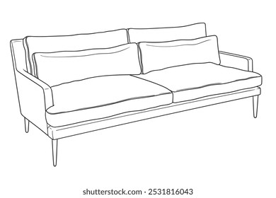 Soft sofa isolated on white background. Furniture item for home, hotel and office.