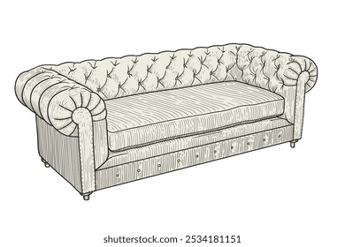 Soft sofa isolated on white background. Furniture item for home, hotel and office.