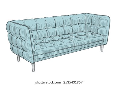 Soft sofa isolated on white background. Furniture item for home, hotel and office.
