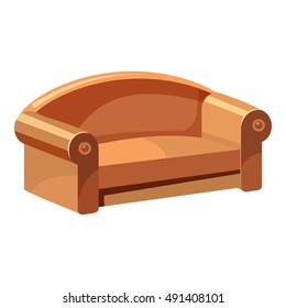 Soft sofa for living room icon in cartoon style isolated on white background. Home and interior symbol vector illustration