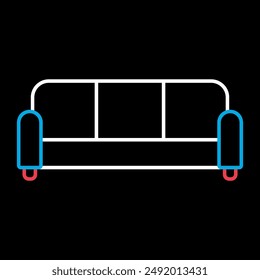 Soft sofa vector on black background icon. Graph symbol for furniture, web site and apps design, logo, app, UI