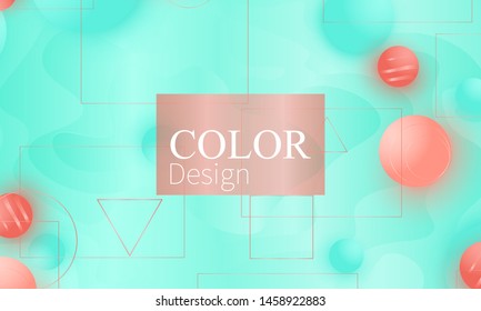 Soft spheres. Color background. Fluid pattern. 3d geometric shapes. Vector.