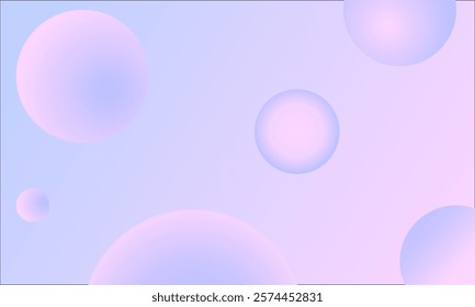 Soft spheres in pastel shades of pink and blue float on a gradient background. The dreamy and ethereal design is ideal for app interfaces, digital wallpapers, or social media graphics.