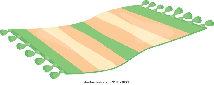 Soft striped floor rug. Cartoon wool carpet isolated on white background
