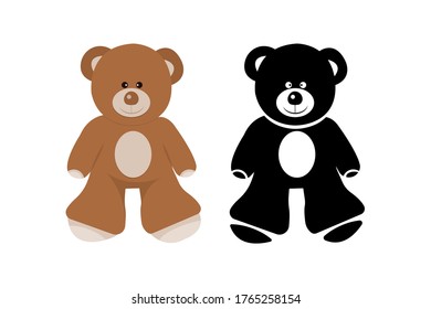 Soft stuffed toy, Teddy bear solid and color icon, outline and filled vector .