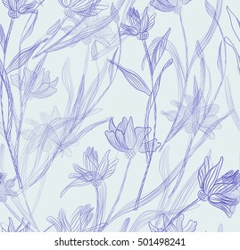 
soft, stylish, bright, retro, vintage seamless pattern with wild flowers - cornflowers. Ideal for wallpaper, textiles, fabrics and decor