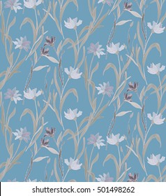 
soft, stylish, bright, retro, vintage seamless pattern with wild flowers - cornflowers. Ideal for wallpaper, textiles, fabrics and decor
