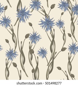 
soft, stylish, bright, retro, vintage seamless pattern with wild flowers - cornflowers. Ideal for wallpaper, textiles, fabrics and decor