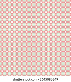 Um padrão de xadrez quadrado suave e elegante é apresentado em tons delicados de rosa pastel e verde hortelã, acentuado por linhas brancas crocantes. Este design vetorial versátil apresenta um limpo, moderno. 