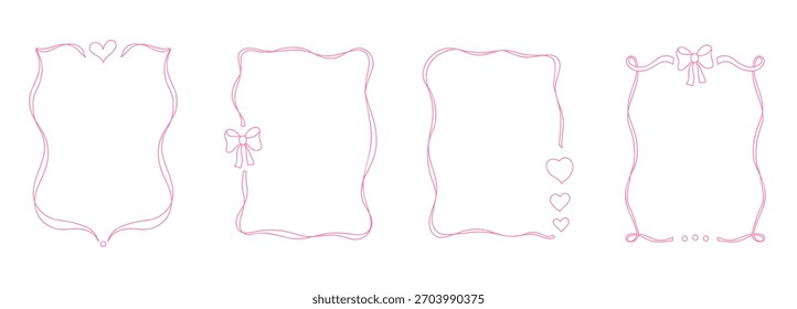 Soft and stylish whimsical frame with a delicate bow accent and wavy hand-drawn border, perfect for romantic cards and wedding stationery