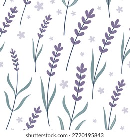 Padrão suave sem emenda de verão com delicadas flores de lavanda e texturas láteas leves para um conceito de efeito calmante como padrão de verão calmante com flores de lavanda e texturas macias láteas ideais para um design relaxante pacífico no Photo Stock Concept e espaço vazio no lado esquerdo, sem texto —ar 7:2 —tile