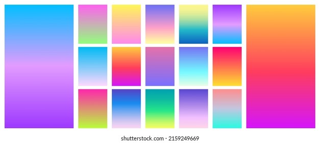 Soft sunset color gradient background set. Vector screen design for mobile app.