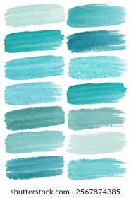 Soft teal color swatches, watercolor texture, artistic palette, soothing tones, design inspiration, creative background.