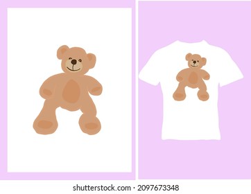 Soft teddy brown teddy bear. Vector illustration, ready for printing on t-shirt, clothing, poster and other purposes.