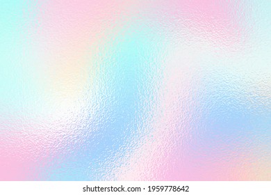 Soft texture foil. Background in pastel color. Iridescent gradient. Light pink and blue colours. Metal dreamy effect. Gentle surface. Delicate backdrop for design prints. Metallic pattern. Vector