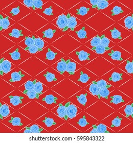 Soft tile. Vector flowery pattern over a red background. Seamless floral background for wrapping, textile, wallpaper.