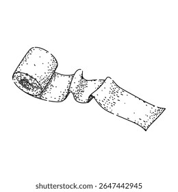 papel higiênico macio rolo desenhado à mão. marca absorvente, ecofriendly reciclado, dispensador jumbo papel higiênico macio rolo esboço vetor. ilustração preta isolada