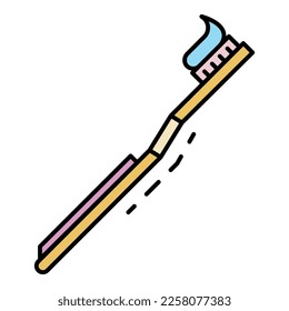 Soft toothbrush icon. Outline soft toothbrush vector icon color flat isolated on white