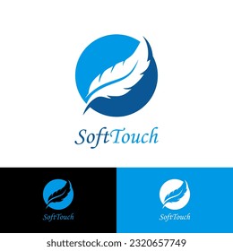 Soft touch  with circle feather logo vector design. Suitable for business, technology, material, health