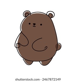 Oso de juguete suave, Ilustración vectorial. Dibujo de una sola línea. Línea continua