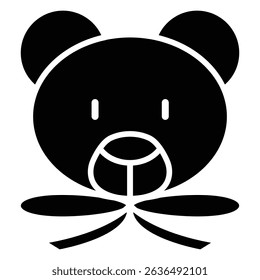Soft toy icon Flat outline fill black and white