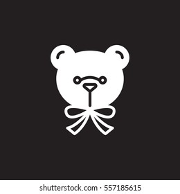 Soft toy icon vector, filled flat sign, solid white pictogram isolated on black.Teddy bear symbol, logo illustration