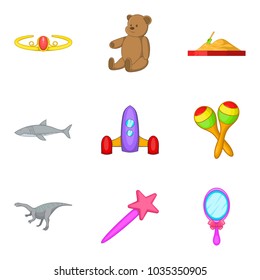 Soft toy icons set. Cartoon set of 9 soft toy vector icons for web isolated on white background