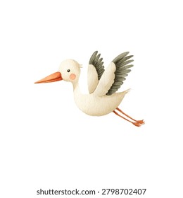Soft toy stork with orange beak