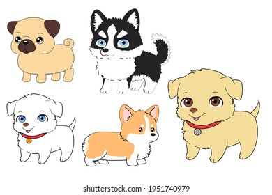 doggies de estilo juguete suave ilustración vectorial arte digital cripart vector
