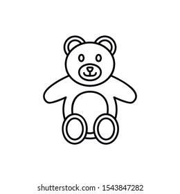 Soft toy, Teddy bear line icon, outline vector sign, linear pictogram isolated on white. logo illustration