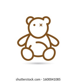Soft toy, Teddy bear line icon, outline vector sign, linear pictogram isolated on white. logo illustration