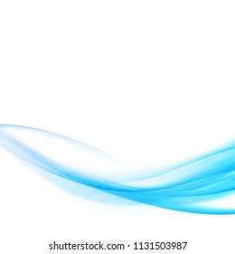 Soft transparent blue smoke wave pattern border - smoke swoosh line over white backgound. Vector illustration