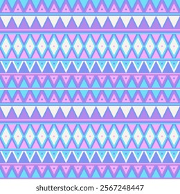 Soft Triangles and Diamonds Design with Pastel Geometric Striped Pattern, Tribal Design, seamless, Aztec, Tribal, Native American, Indian, pattern design for wrapping, carpet, decorative illustration.